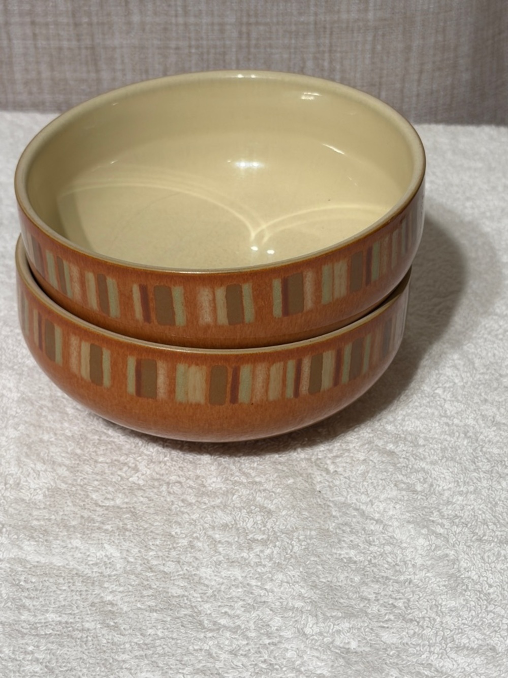 Denby England Fire Stripe Serving Bowl x 2 - Picture 2 of 10